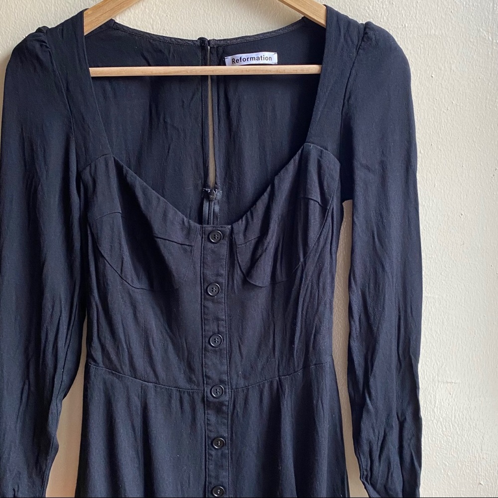 Reformation Mills Black Mini Dress
